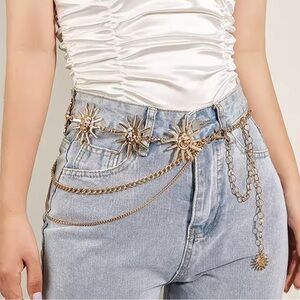 Elegant Gold Sunburst Chain Belt